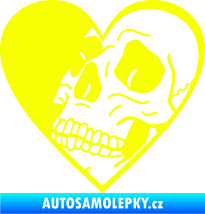 Samolepka Lebka 062 levá v srdíčku Fluorescentní žlutá