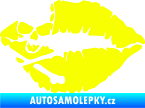 Samolepka Lebka polibek levá Fluorescentní žlutá