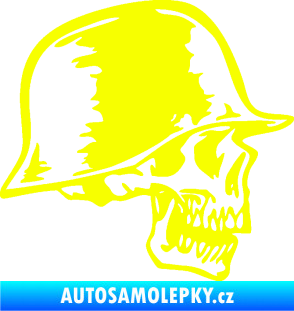 Samolepka Lebka s helmou pravá Fluorescentní žlutá