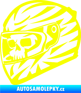 Samolepka Lebka s motohelmou 001 levá Fluorescentní žlutá