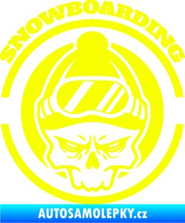 Samolepka Lebka snowboarding Fluorescentní žlutá