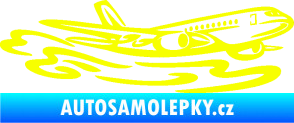 Samolepka Letadlo 026 pravá v oblacích Fluorescentní žlutá