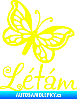 Samolepka Létám nápis motýlek pravá Fluorescentní žlutá