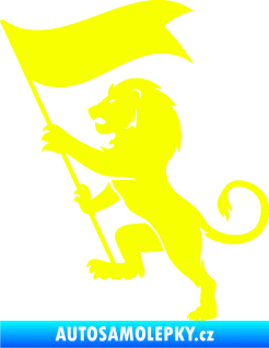 Samolepka Lev heraldika 005 levá s praporem Fluorescentní žlutá