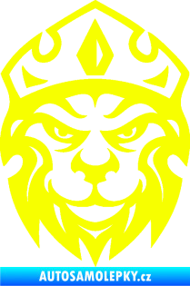 Samolepka Lev hlava s korunou 001 Fluorescentní žlutá