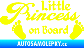 Samolepka Little princess on board 002 nápis s nožičkami Fluorescentní žlutá