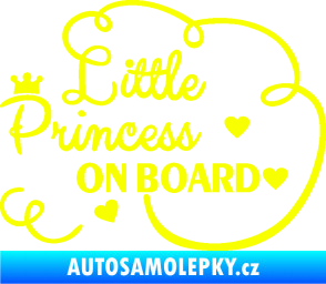 Samolepka Little princess on board nápis Fluorescentní žlutá