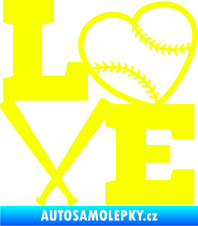 Samolepka Love baseball Fluorescentní žlutá