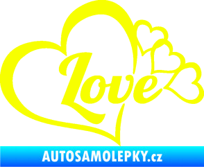 Samolepka Love nápis se srdíčky Fluorescentní žlutá