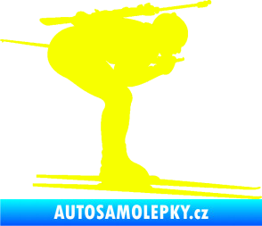 Samolepka Lyžař 028 pravá - biatlon Fluorescentní žlutá