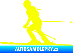 Samolepka Lyžařka 002 levá sjezd Fluorescentní žlutá