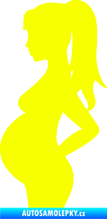 Samolepka Maminka v autě 002 levá silueta těhulka Fluorescentní žlutá