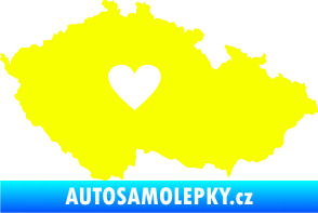Samolepka Mapa České republiky 002 srdce Fluorescentní žlutá