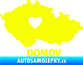 Samolepka Mapa České republiky 003 domov Fluorescentní žlutá