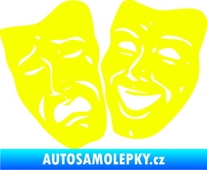 Samolepka Masky tváře 001 levá veselý a smutný Fluorescentní žlutá