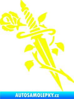 Samolepka Meč s růží pravá Fluorescentní žlutá