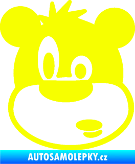 Samolepka Medvěd 003 levá kreslená hlava Fluorescentní žlutá