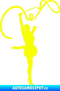 Samolepka Moderní gymnastika 003 pravá gymnastka se stuhou Fluorescentní žlutá