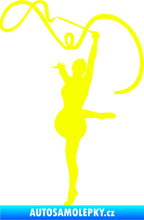 Samolepka Moderní gymnastika 003 levá gymnastka se stuhou Fluorescentní žlutá