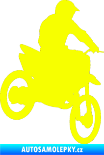 Samolepka Motorka 014 pravá motokros Fluorescentní žlutá