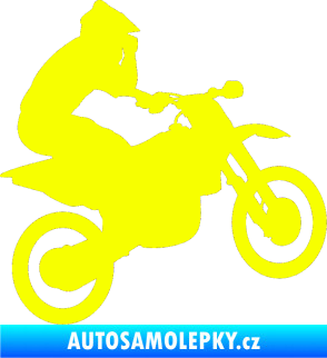 Samolepka Motorka 027 pravá motokros Fluorescentní žlutá