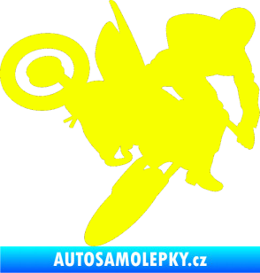 Samolepka Motorka 033 pravá motokros Fluorescentní žlutá