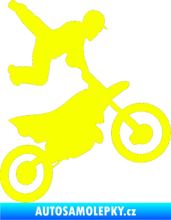 Samolepka Motorka 036 pravá motokros freestyle Fluorescentní žlutá