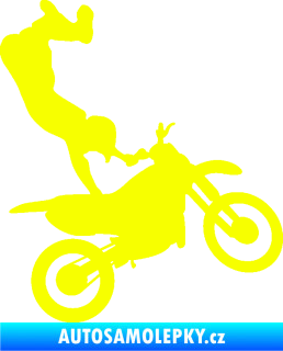 Samolepka Motorka 047 pravá motokros freestyle Fluorescentní žlutá