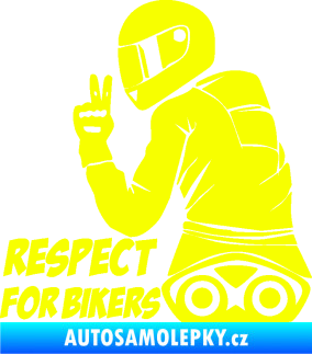 Samolepka Motorkář 003 levá respect for bikers nápis Fluorescentní žlutá