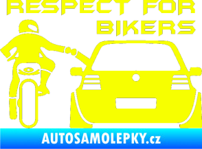 Samolepka Motorkář 008 respect for bikers nápis Fluorescentní žlutá
