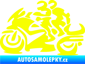 Samolepka Motorkář 009 levá se spolujezdcem Fluorescentní žlutá