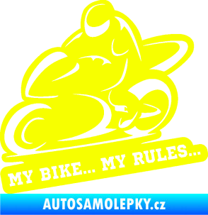 Samolepka Motorkář 012 levá s textem Fluorescentní žlutá