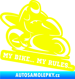 Samolepka Motorkář 012 pravá s textem Fluorescentní žlutá