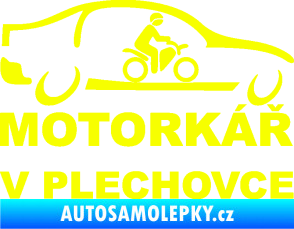 Samolepka Motorkář v plechovce Fluorescentní žlutá