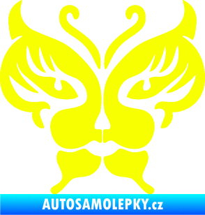 Samolepka Motýl 016 kočičí obličej Fluorescentní žlutá