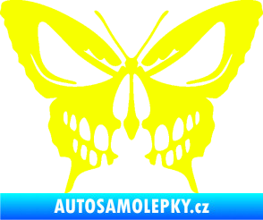 Samolepka Motýl 017 lebka Fluorescentní žlutá