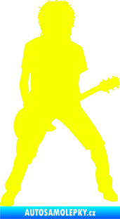 Samolepka Music 010 pravá rocker s kytarou Fluorescentní žlutá