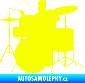 Samolepka Music 011 levá hráč na bicí Fluorescentní žlutá