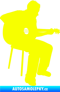 Samolepka Music 012 pravá  kytarista Fluorescentní žlutá