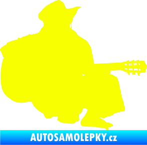 Samolepka Music 014 pravá hráč na kytaru Fluorescentní žlutá