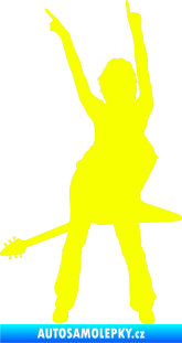 Samolepka Music 016 levá rockerka s kytarou Fluorescentní žlutá