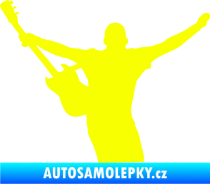 Samolepka Music 024 levá kytarista rocker Fluorescentní žlutá