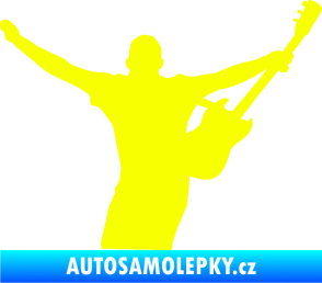 Samolepka Music 024 pravá kytarista rocker Fluorescentní žlutá