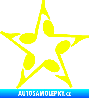 Samolepka Music hvězda z not Fluorescentní žlutá