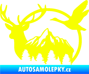 Samolepka Myslivost 002 levá lesní zvěř Fluorescentní žlutá