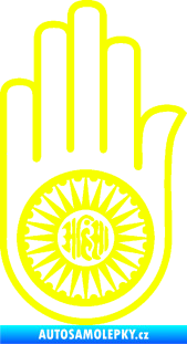Samolepka Náboženský symbol Džinismus Ahimsa Fluorescentní žlutá