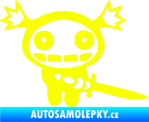 Samolepka Ninja zombie girl pravá Fluorescentní žlutá