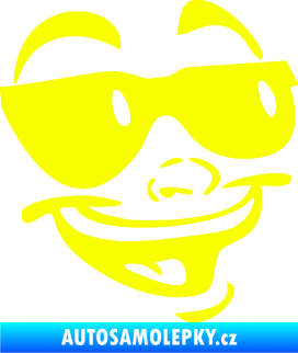 Samolepka Obličej 005 pravá veselý s brýlemi Fluorescentní žlutá