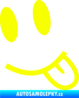 Samolepka Obličej 007 levá vyplazený jazyk Fluorescentní žlutá
