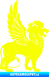 Samolepka Okřídlený lev 001 pravá mytické zvíře Fluorescentní žlutá